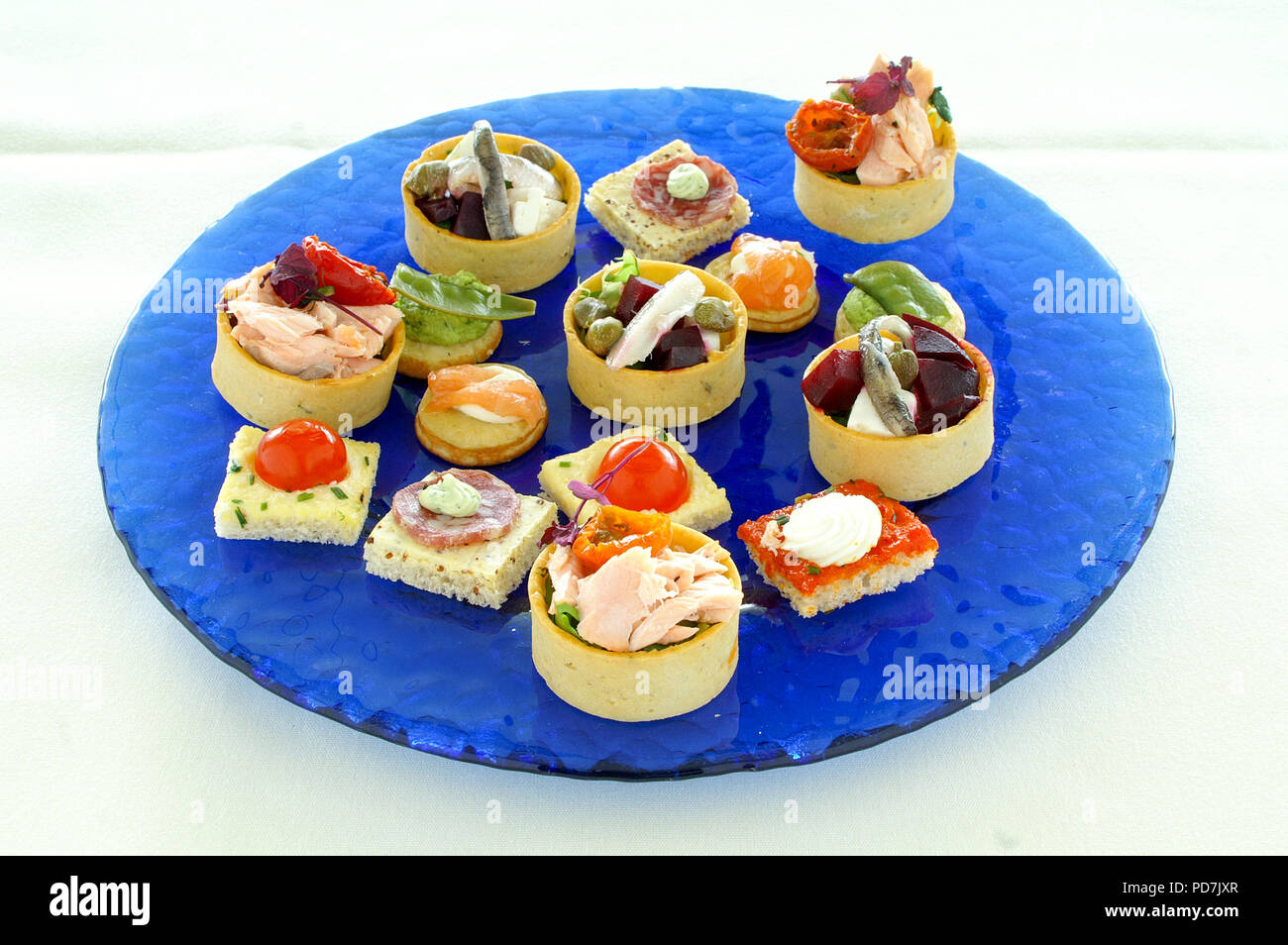 plated gourmet canape selection Stock Photo - Alamy
