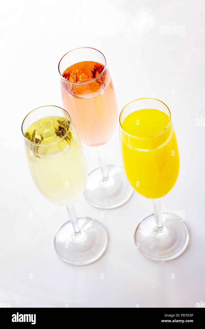 champagne served in fluted glasses Stock Photo Alamy