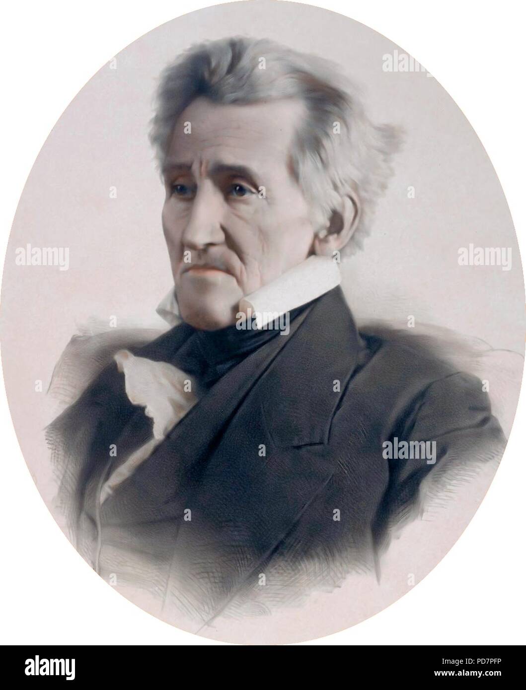 Andrew Jackson, by Jean-Baptiste Adolphe Lafosse after a daguerreotype by Matthew Brady. Stock Photo