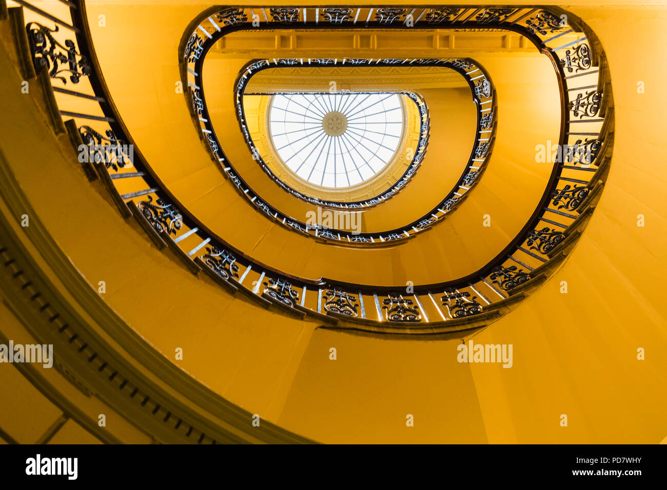 England, London, The Strand, Somerset House, Coultauld Gallery, Spiral Staircase Stock Photo