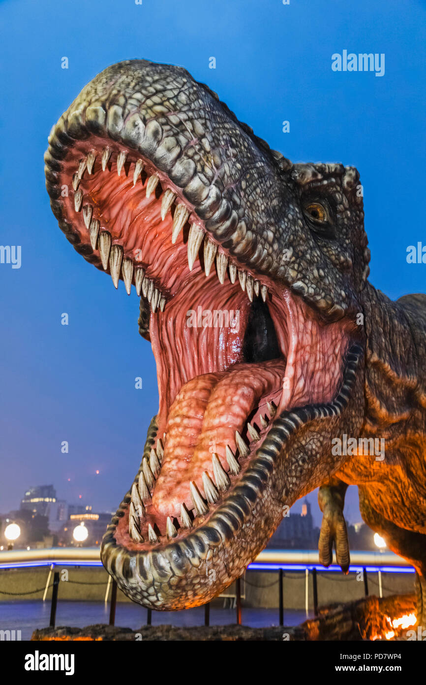 England, London, Southwark, London Bridge City, Tyrannosaurus Rex Dinosaur Stock Photo