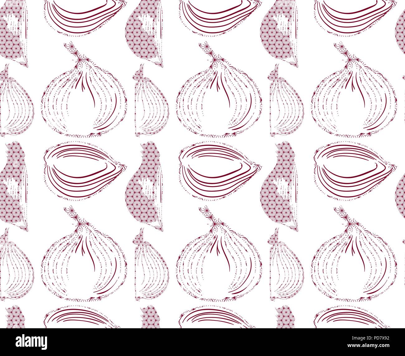 Shallots pattern vector with Japanese pattern background. Food shape decoration. Stock Vector