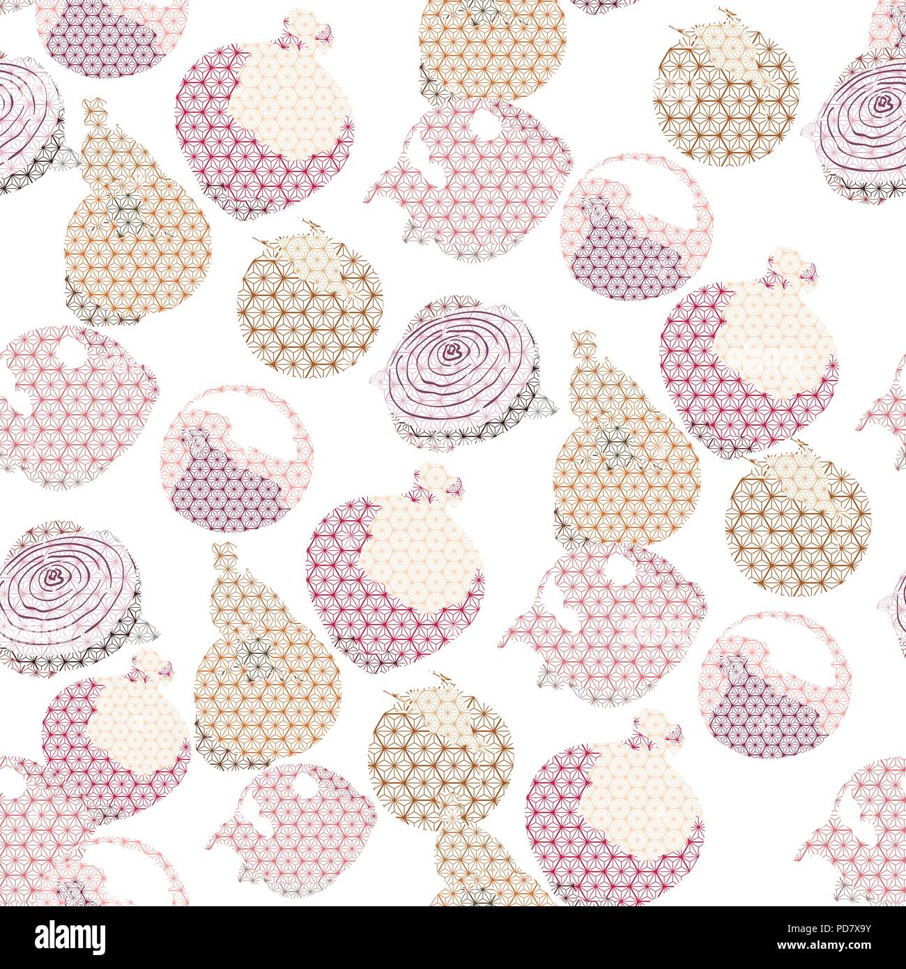 Onion and Shallots pattern vector. Vegetables background with Japanese pattern. Stock Vector
