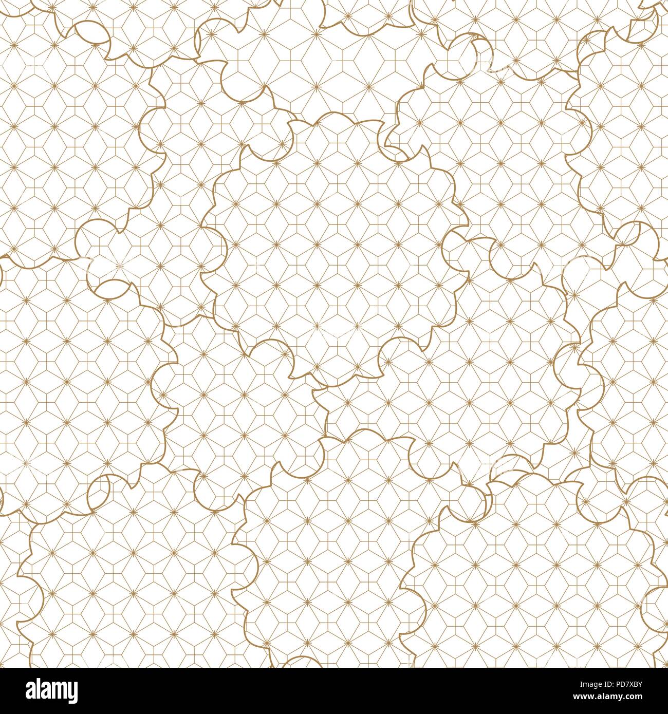 Japanese pattern vector. Gold geometric background. Stock Vector