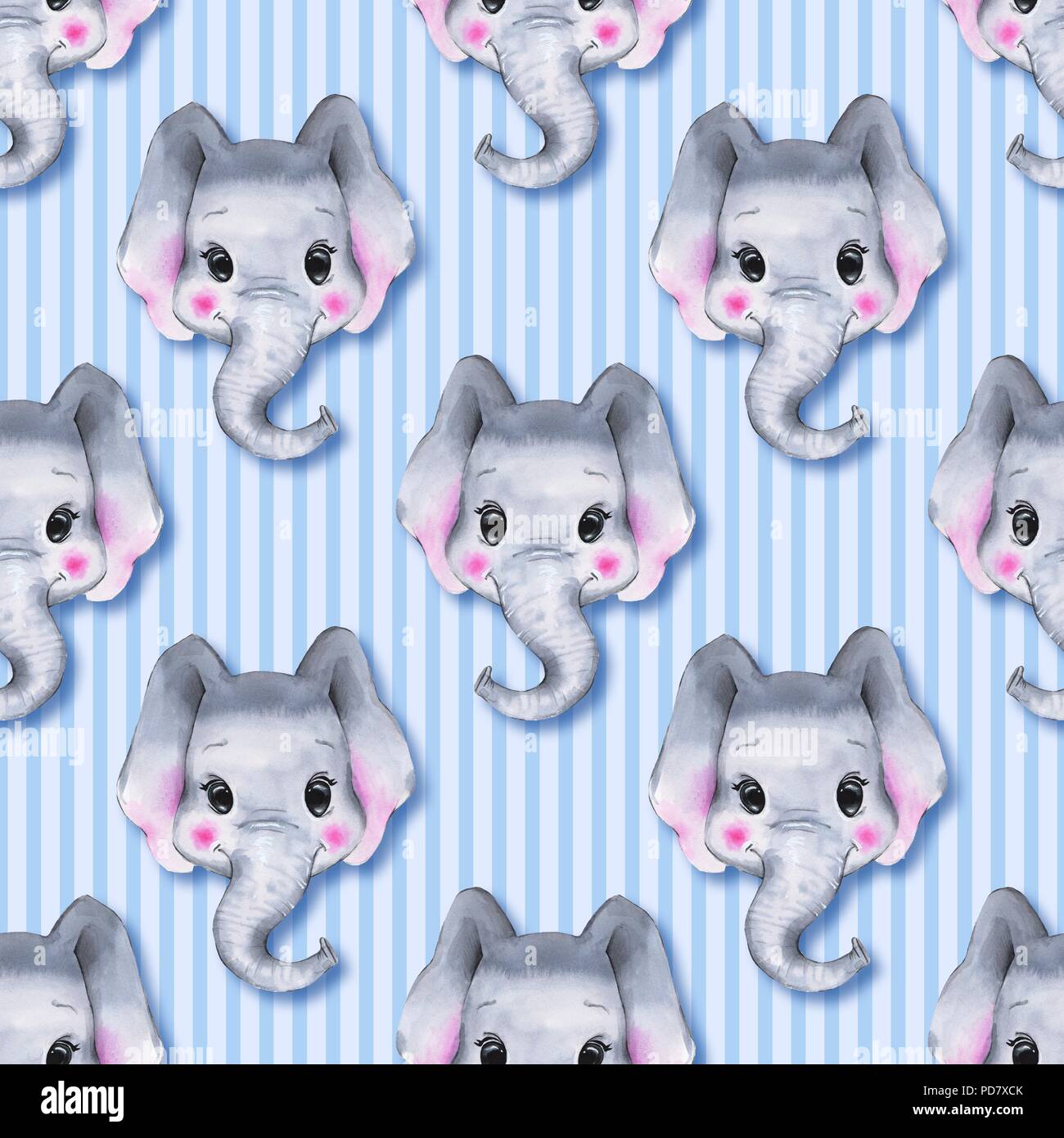 Seamless pattern with elephants. Cute cartoon background Stock Photo ...