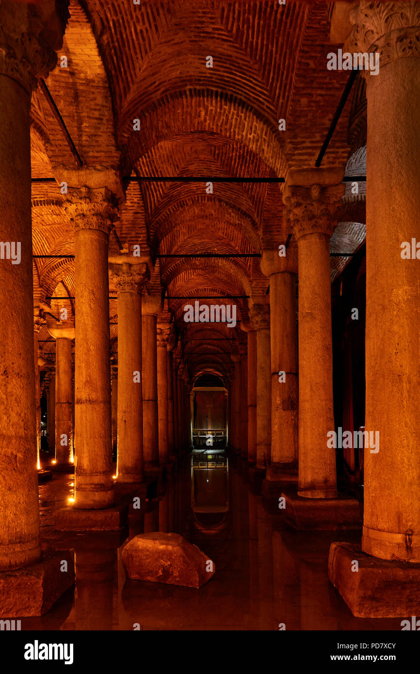Basilica Cistern (Yerebatan Sarnici) - Underground water reservoir in Istanbul, Turkey Stock Photo