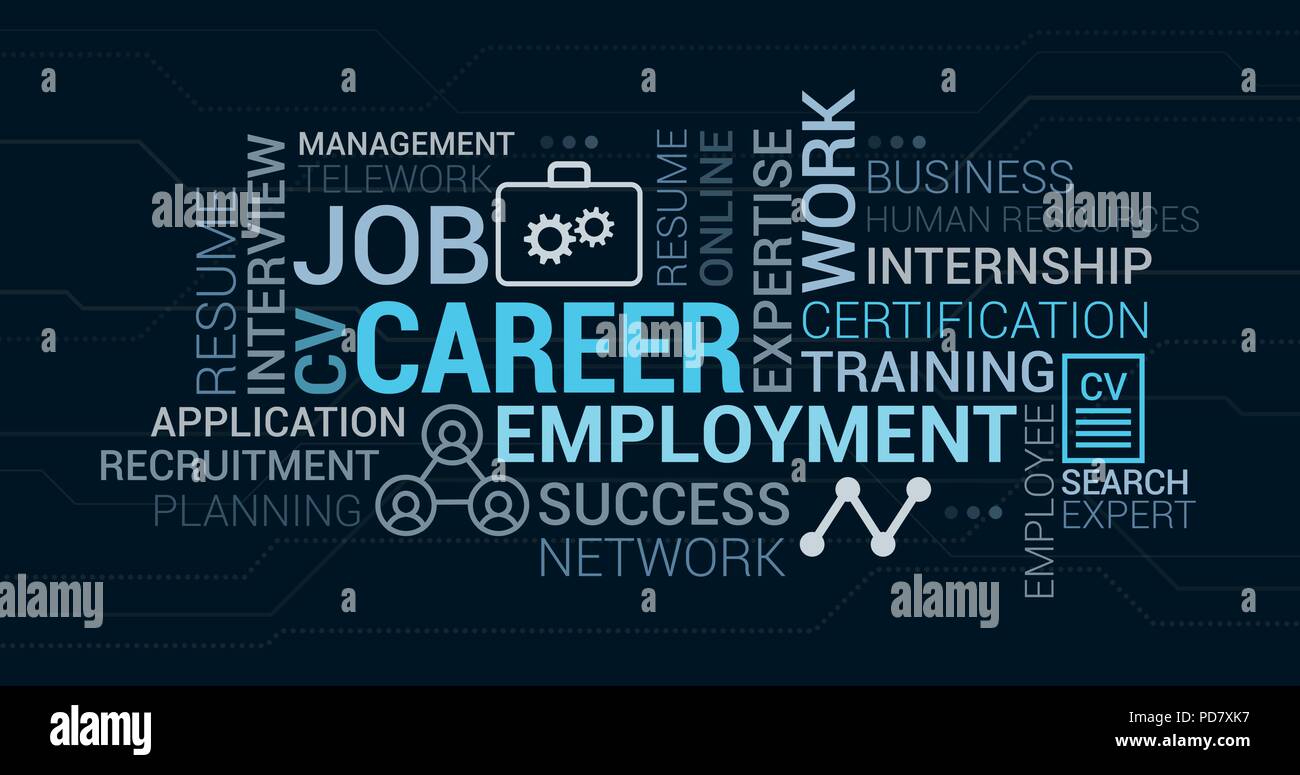 job employment and career tag cloud with words icons and concepts employment words