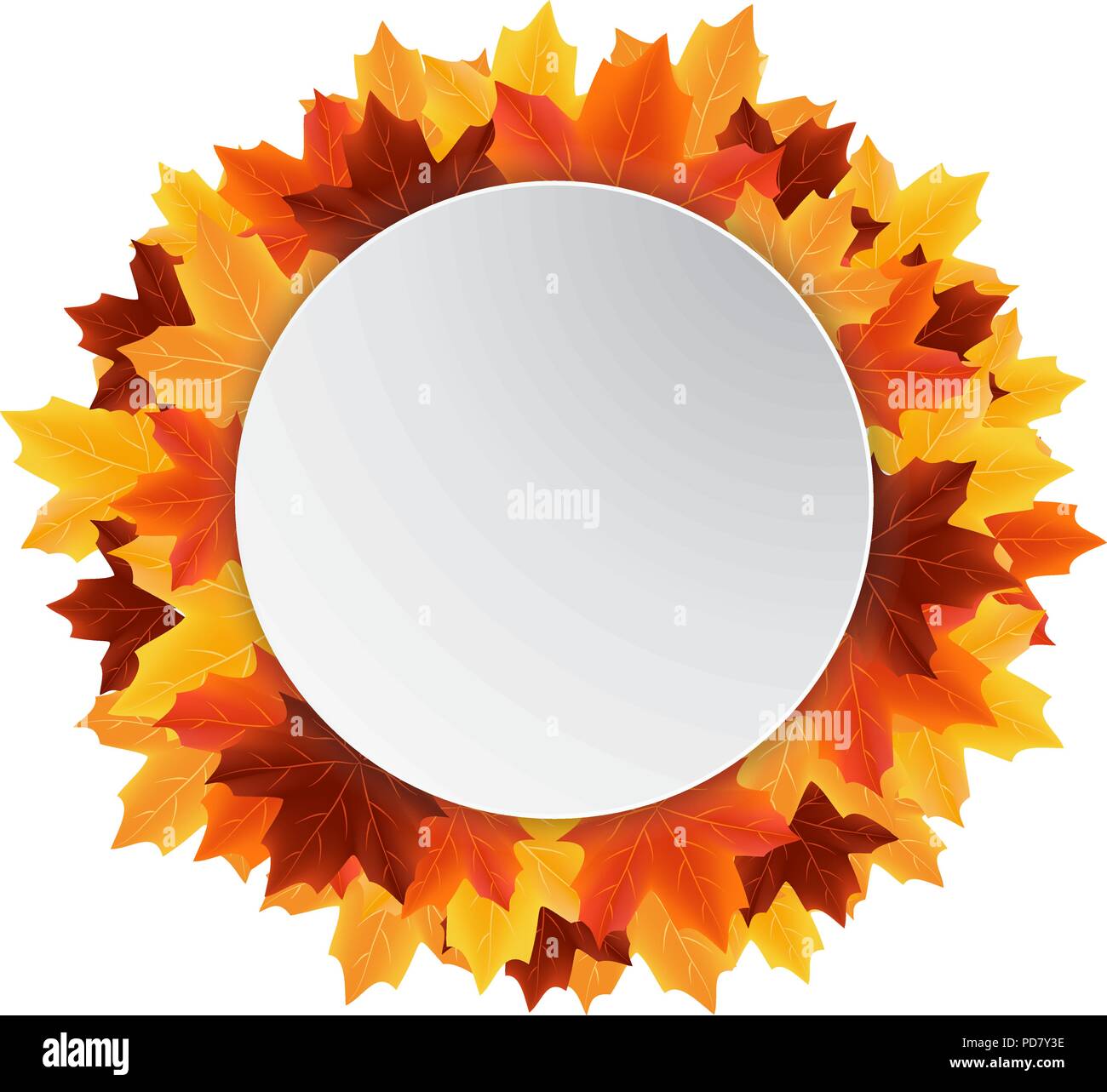 Autumn leaves sale circle label isolated on white Stock Vector Image ...