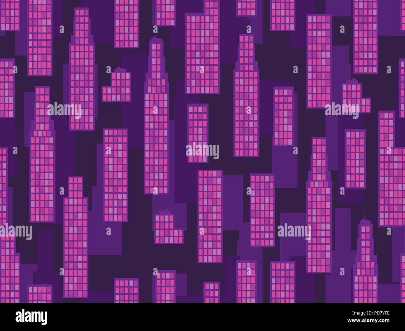 City seamless pattern. Сityscape, skyscrapers. Retro futuristic. Vector ...
