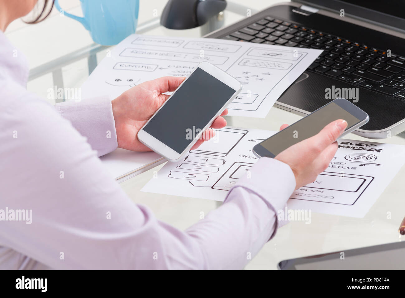 Designer working at new mobile applications Stock Photo
