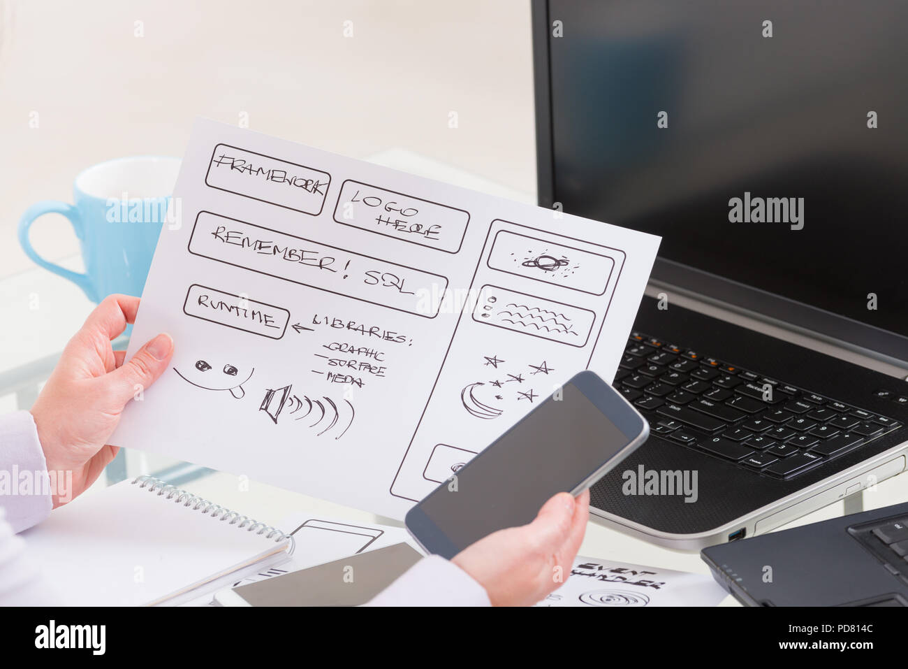 Designer working at new mobile applications Stock Photo