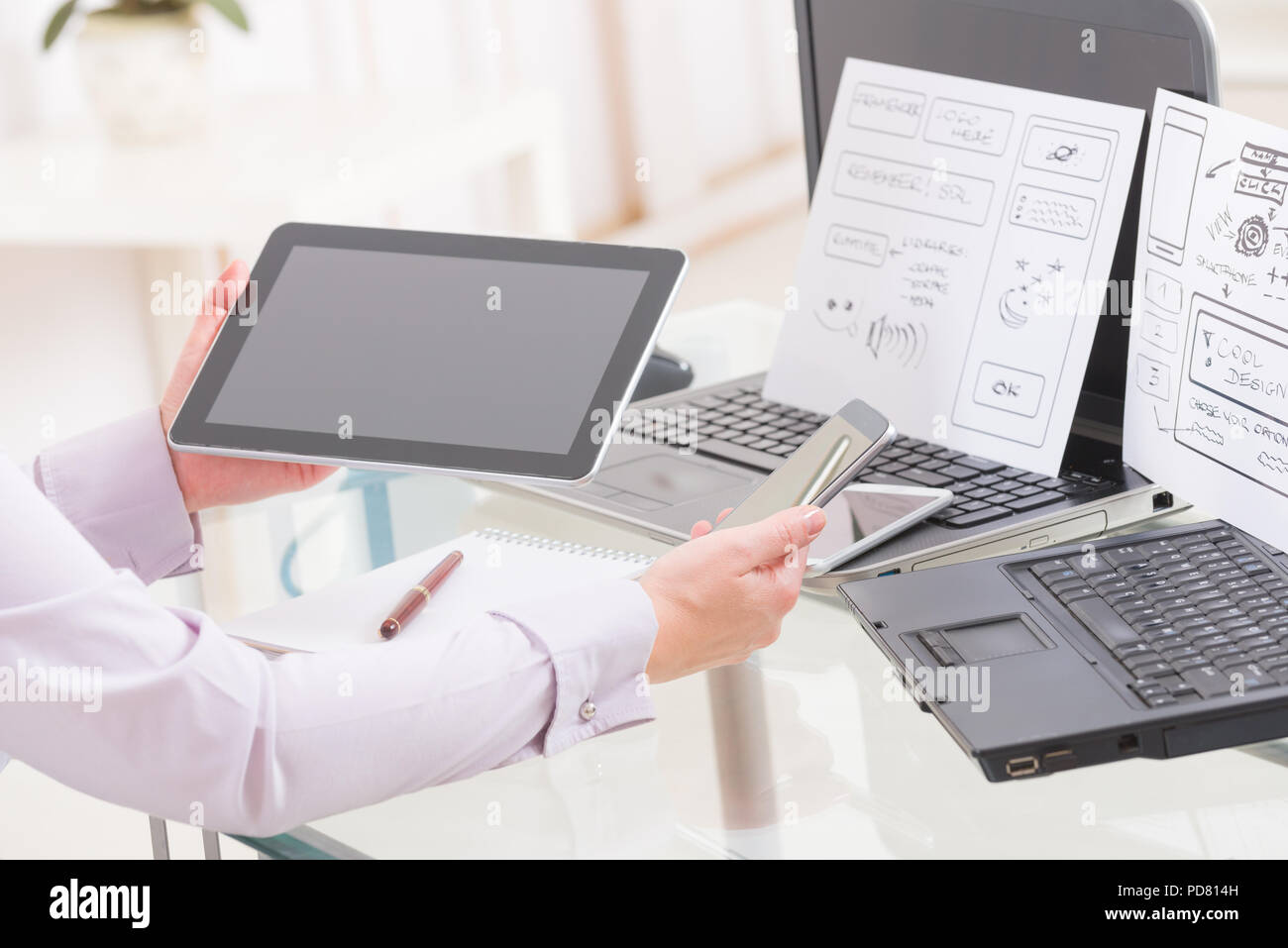 Designer working at new mobile applications Stock Photo
