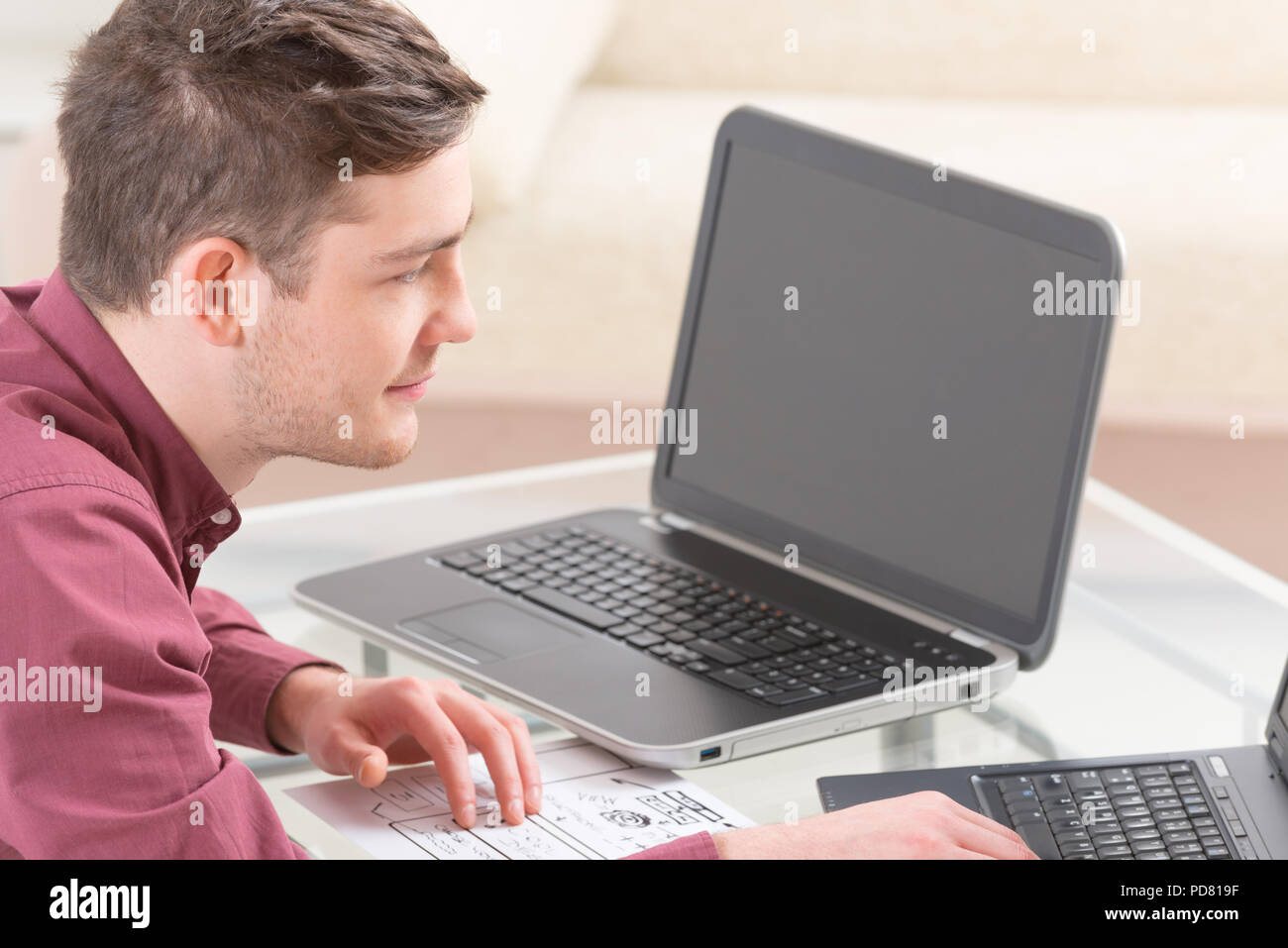 Designer or programmer working at new mobile applications Stock Photo