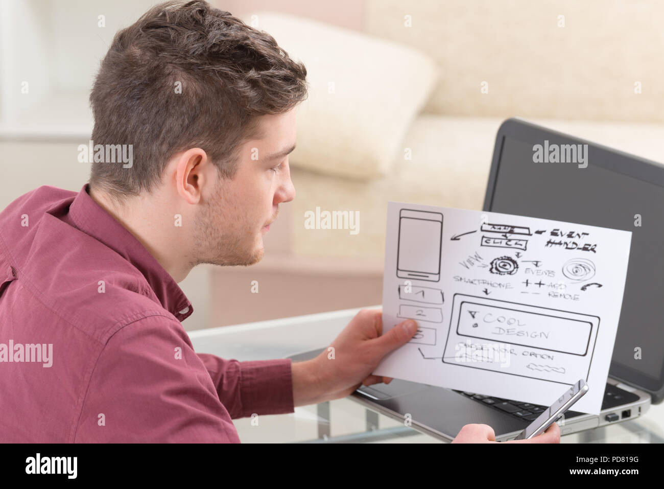 Designer or programmer working at new mobile applications Stock Photo