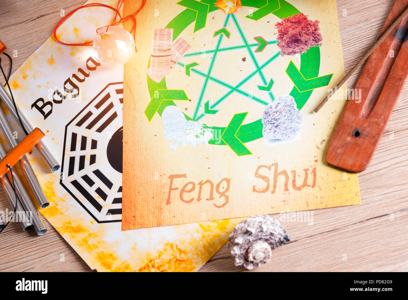 Conceptual image of Feng Shui with five elements Stock Photo