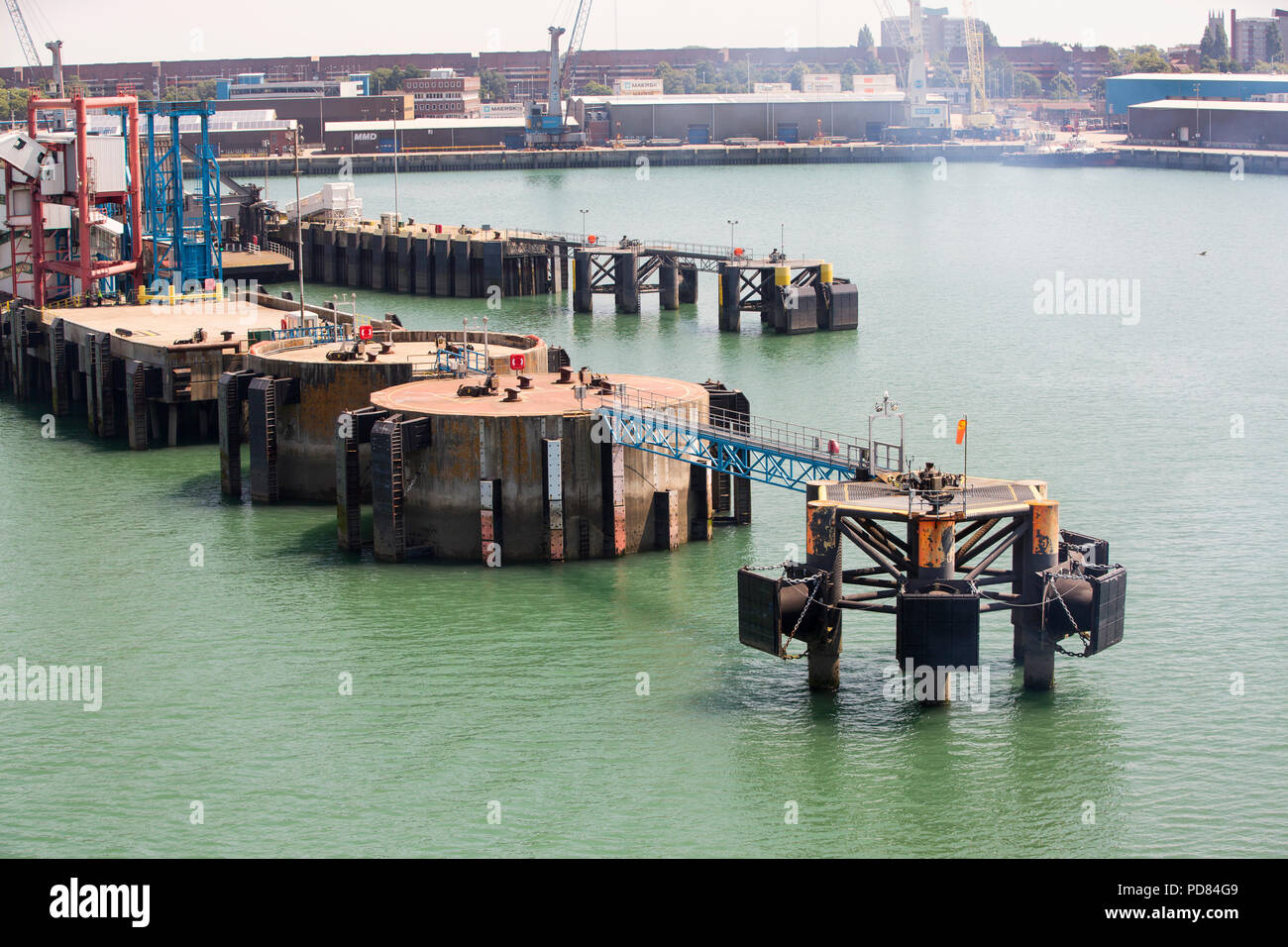 Mooring jetties for cross channel ferries in Portsmouth harbour, UK Stock Photo Alamy