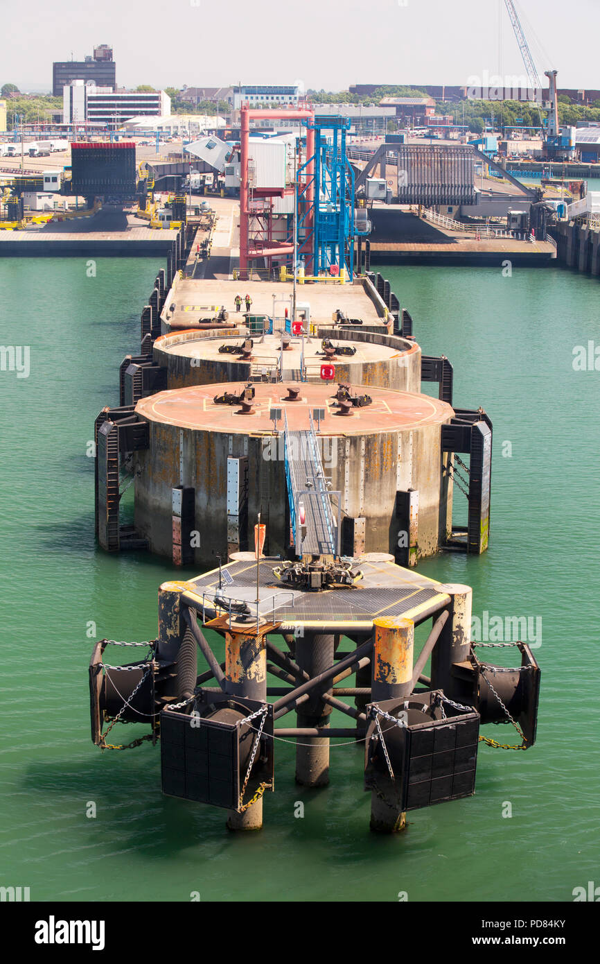 Mooring jetties for cross channel ferries in Portsmouth harbour, UK Stock Photo Alamy