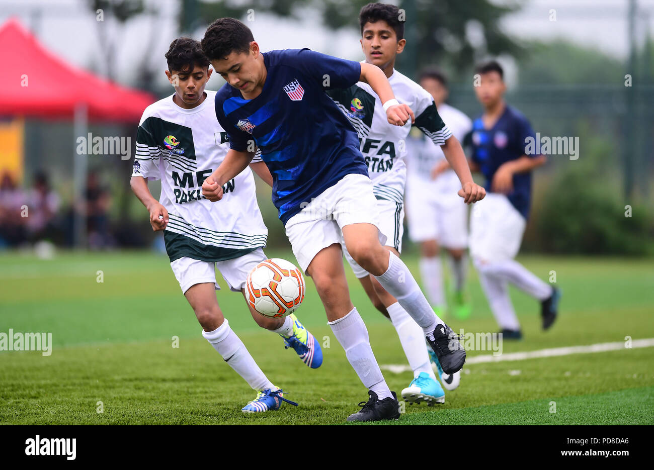 Shenyang, Shenyang, China. 8th Aug, 2018. Shenyang, CHINA-American football team defeats Pakistan team 6-0 at the U15 match of International Juvenile Peace Cup 2018 in Shenyang, northeast China's Liaoning Province. Credit: SIPA Asia/ZUMA Wire/Alamy Live News Stock Photo