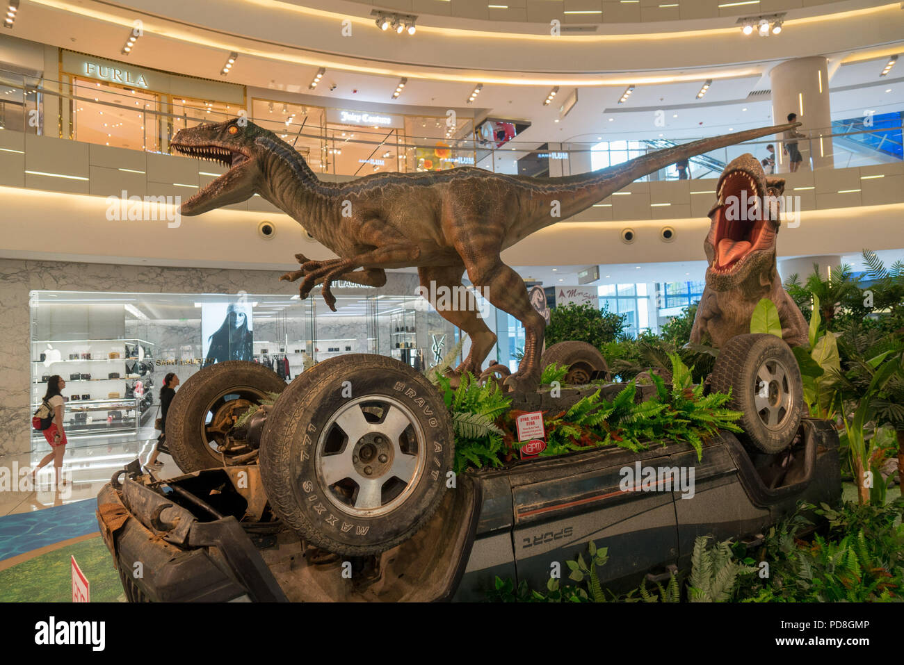 Shanghai, Shanghai, China. 8th Aug, 2018. Shanghai, CHINA-The 'Jurassic World: Fallen Kingdom' themed exhibition is held at a shopping mall in Shanghai, China. Credit: SIPA Asia/ZUMA Wire/Alamy Live News Stock Photo