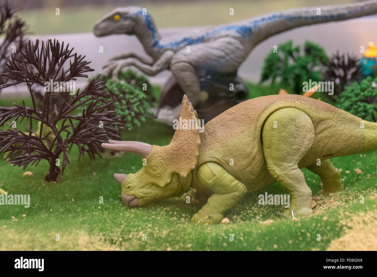 Shanghai, Shanghai, China. 8th Aug, 2018. Shanghai, CHINA-The 'Jurassic World: Fallen Kingdom' themed exhibition is held at a shopping mall in Shanghai, China. Credit: SIPA Asia/ZUMA Wire/Alamy Live News Stock Photo