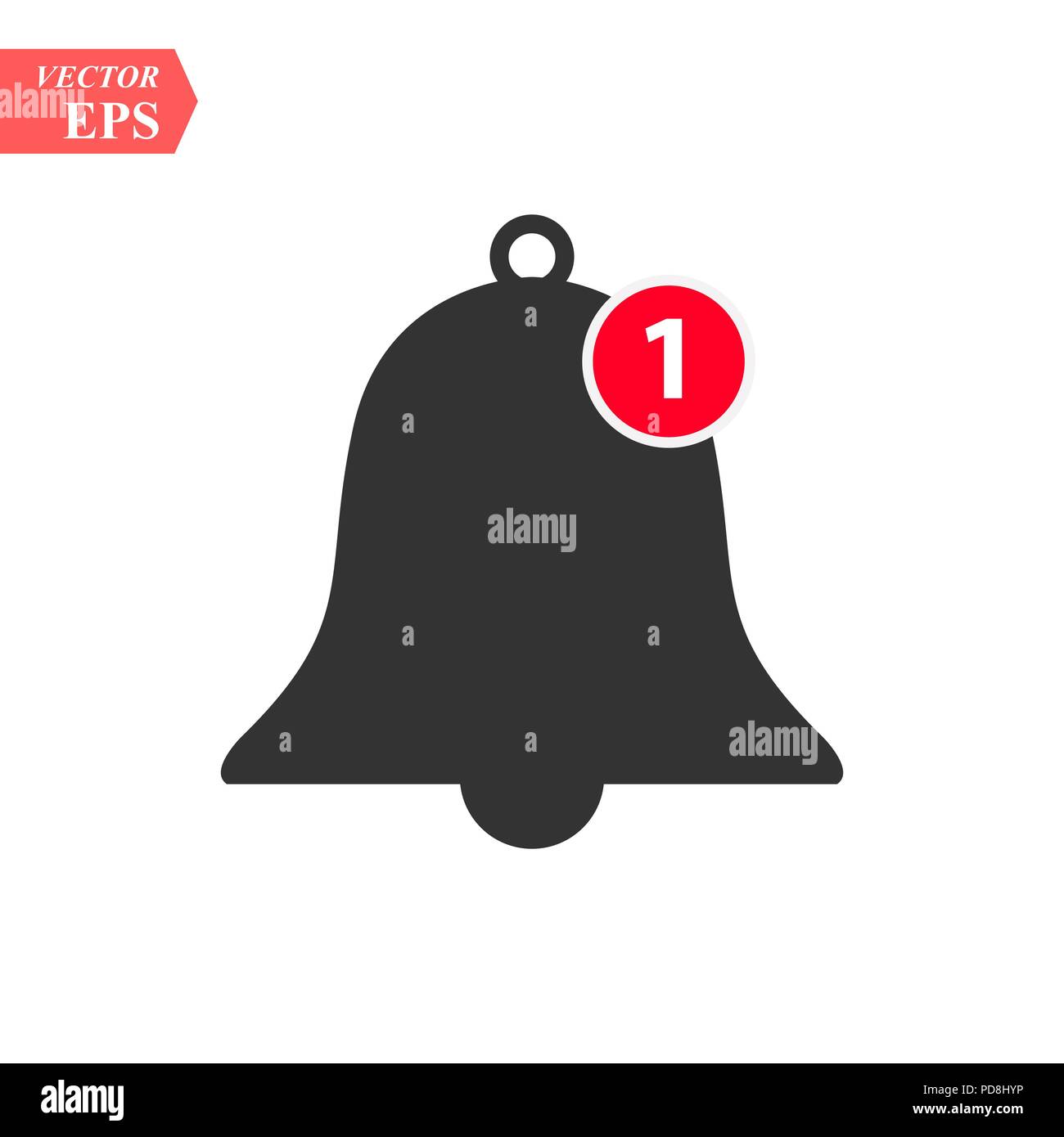 Notification bell icon. Vector bell and notification number sign for  incoming inbox message in smartphone application Stock Vector Image & Art -  Alamy