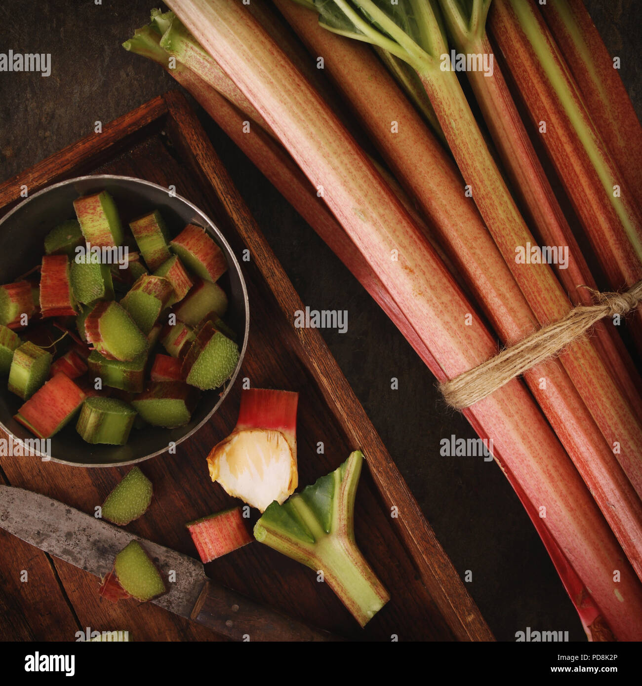 preparing fresh rhubarb Stock Photo - Alamy