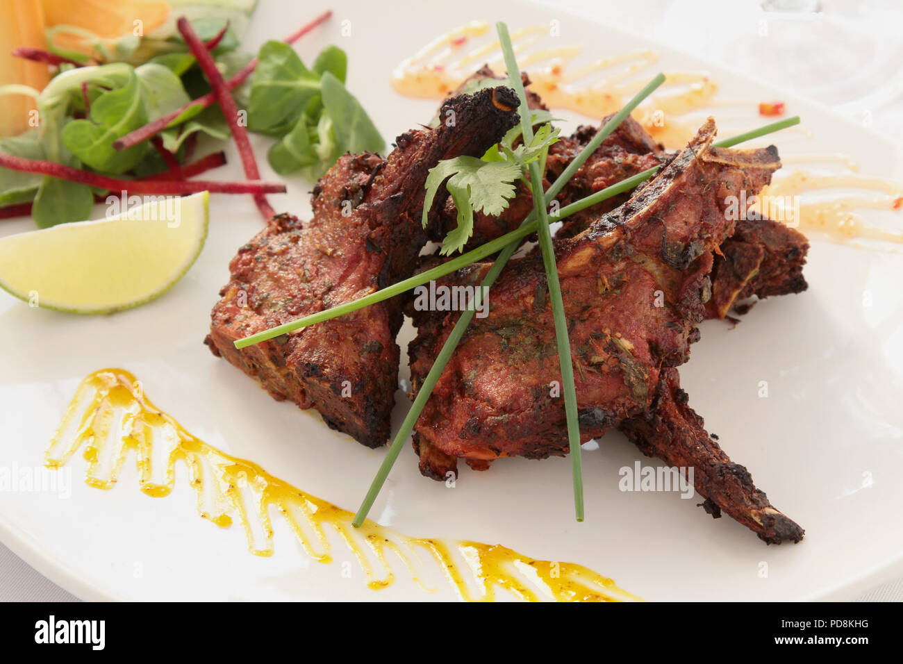 Indian grilled lamb chops Stock Photo Alamy