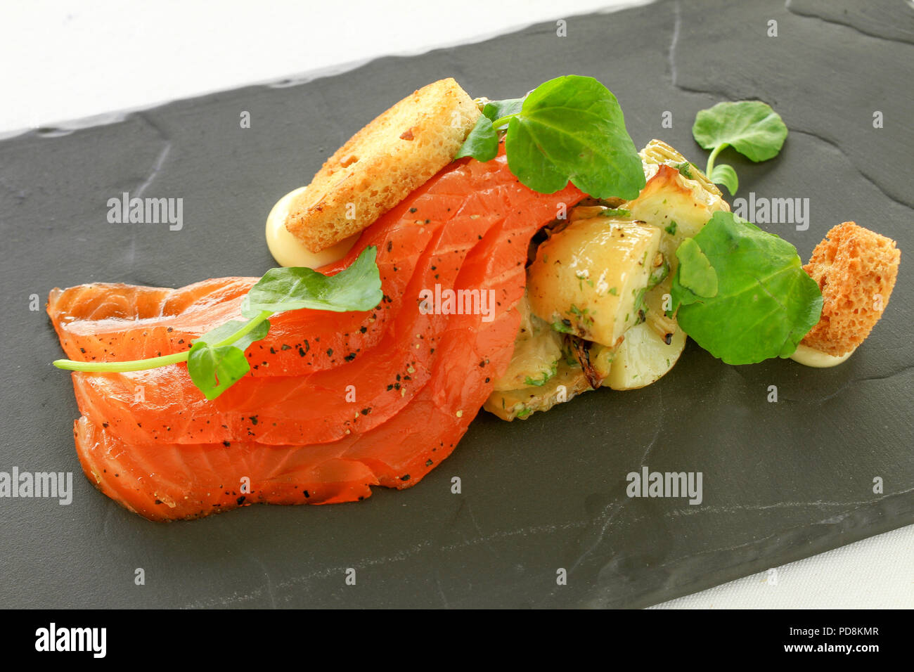 smoked salmon appetizer starter Stock Photo Alamy