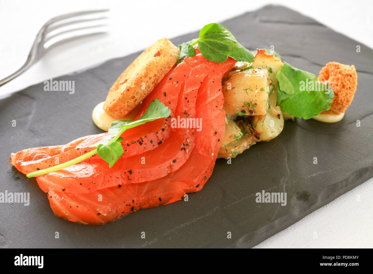 smoked salmon appetizer starter Stock Photo - Alamy