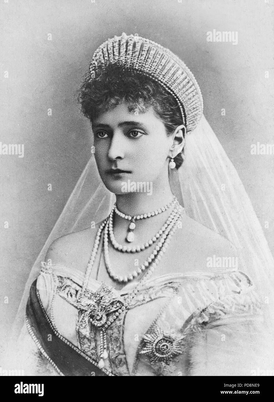 Tsar Nicholas II of Russia. 1868-1918. The last emperor of Russia. Pictured here his wife Empress Alexandra. 1872-1918. Stock Photo