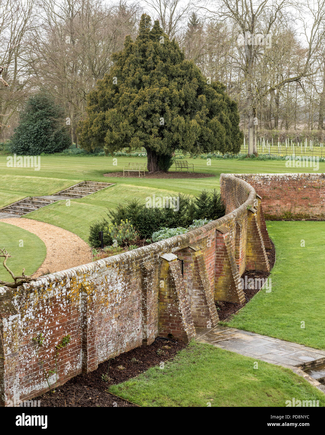 Old brick garden boundary wall hi-res stock photography and images - Alamy