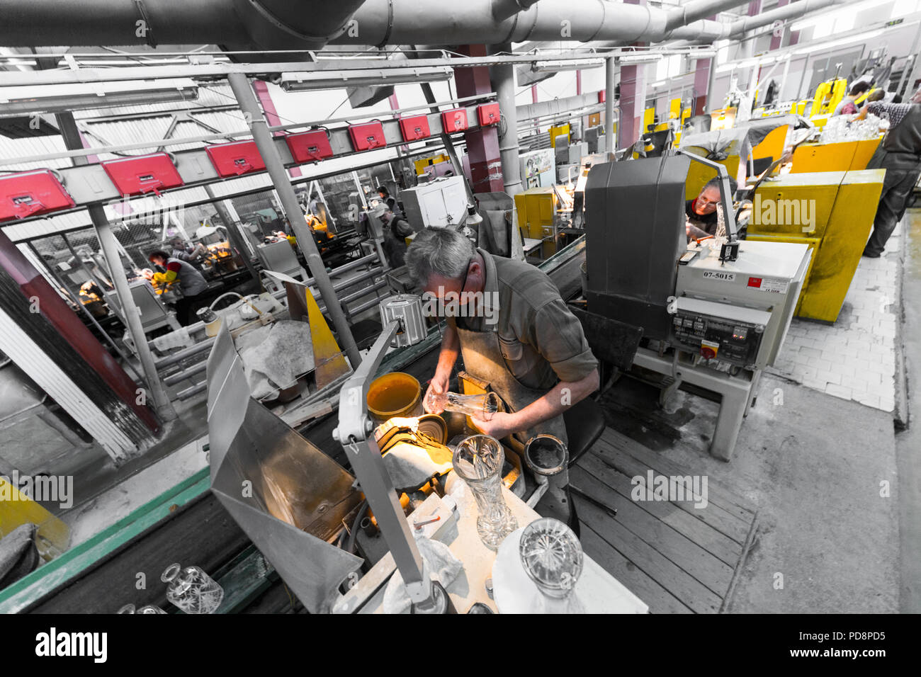 Minsk, Belarus February 01, 2018 Glass production worker working