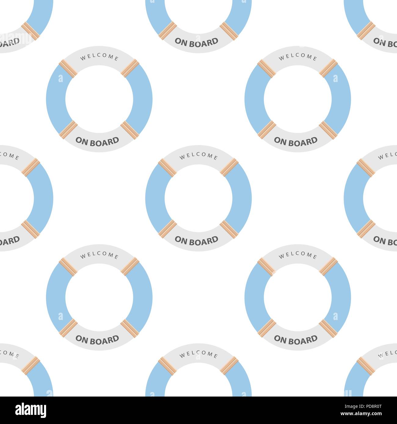 Lifeboat Float seamless. sea Circle pattern. Modern stylish texture. Stock Vector