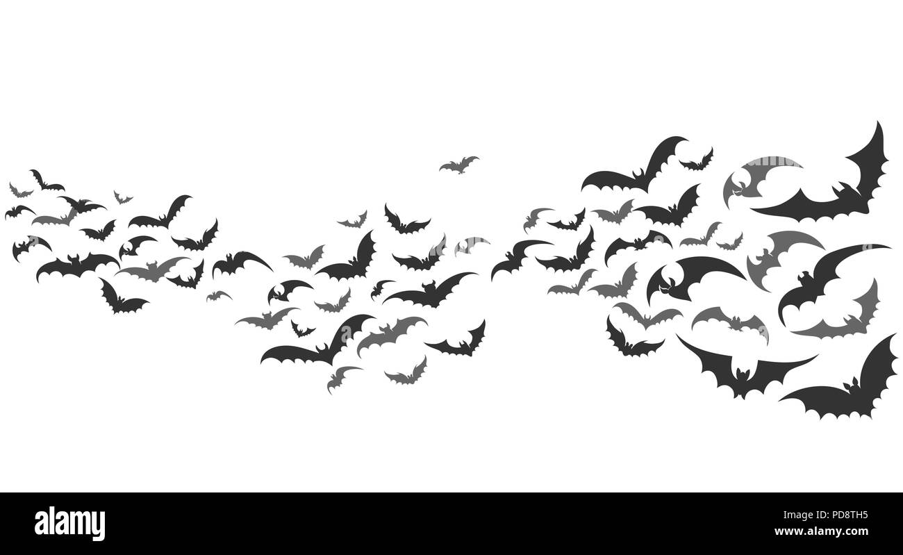 Bats flying. Vector vampire bat set isolated on white background