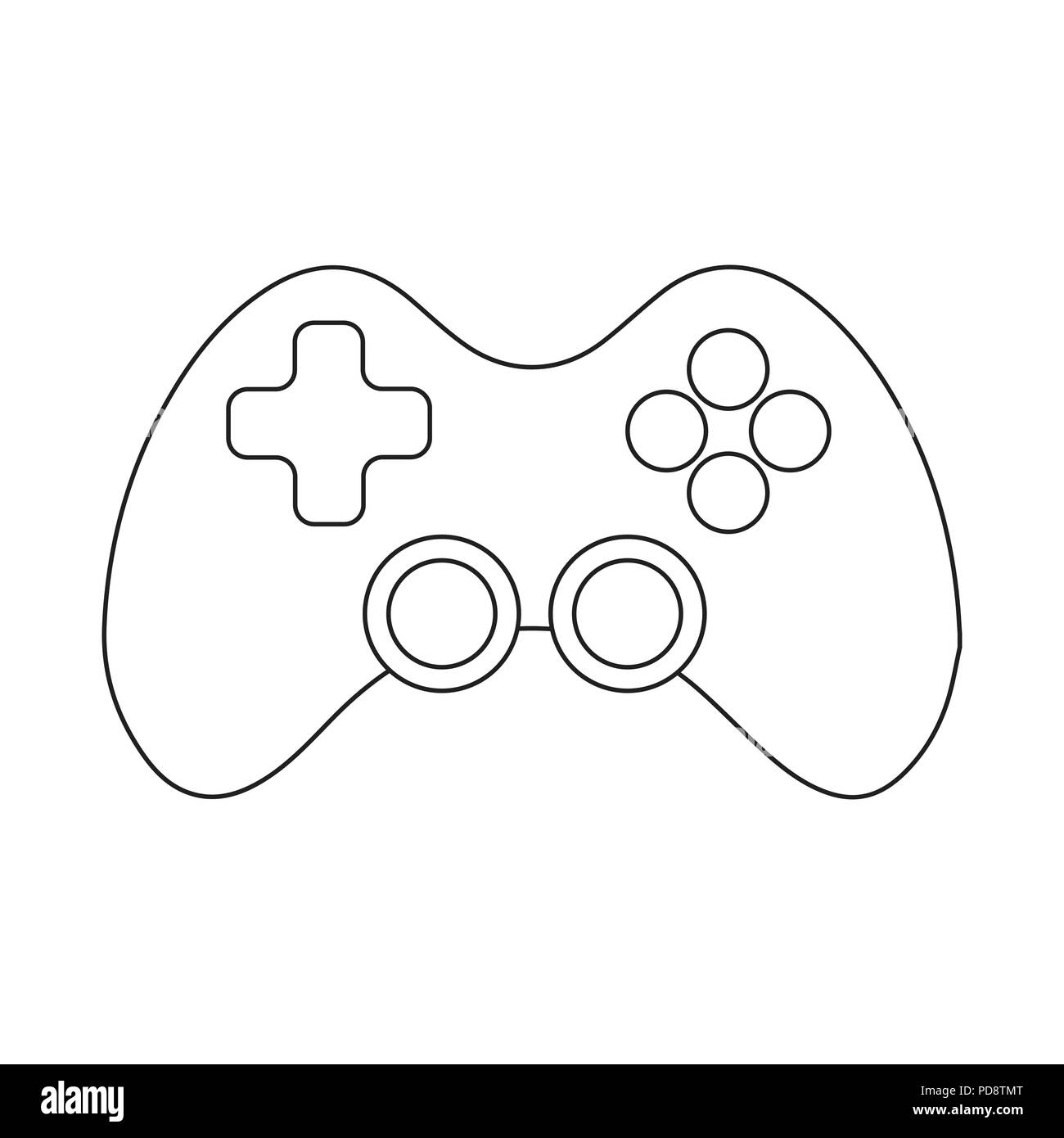 Vector doodle game controller icon illustration with color, drawn on