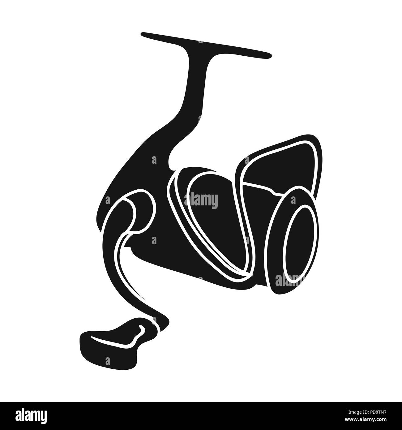 Fishing reel icon in black design isolated on white background. Fishing  symbol stock vector illustration Stock Vector Image & Art - Alamy