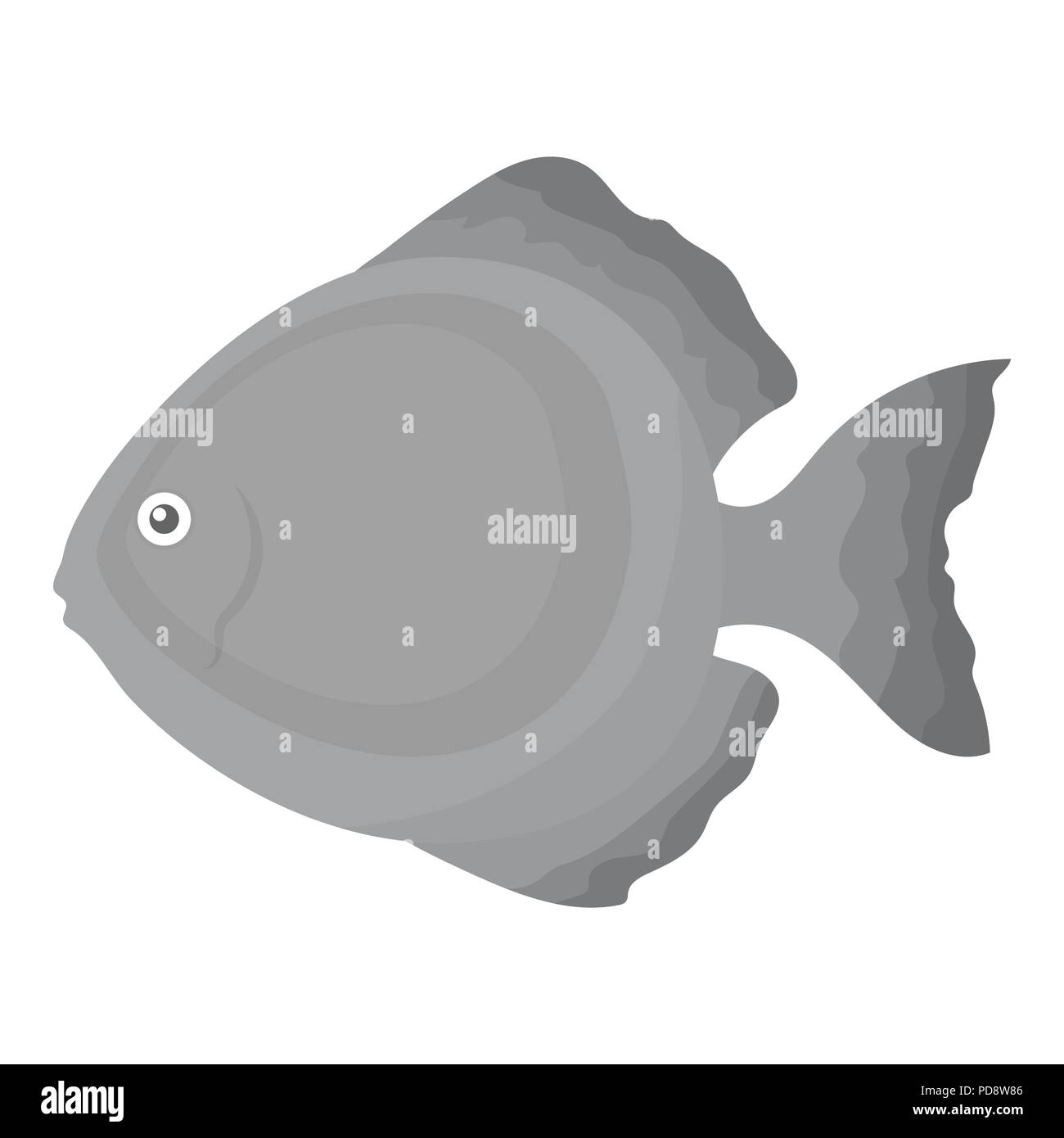 Discus fish icon monochrome. Singe aquarium fish icon from the sea,ocean life monochrome. Stock Vector