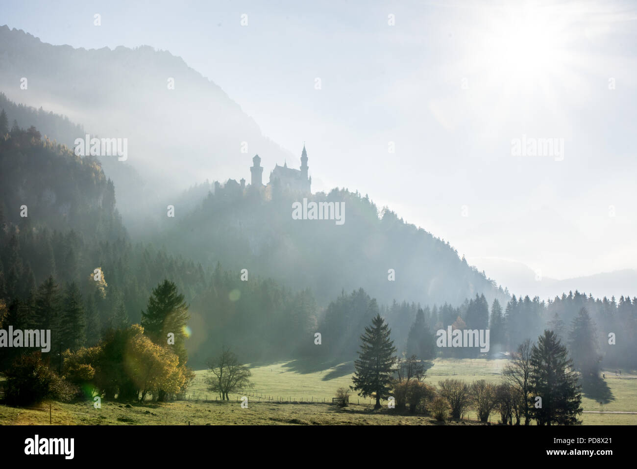Fairy tale castle Neuschwanstein in Bavaria Stock Photo
