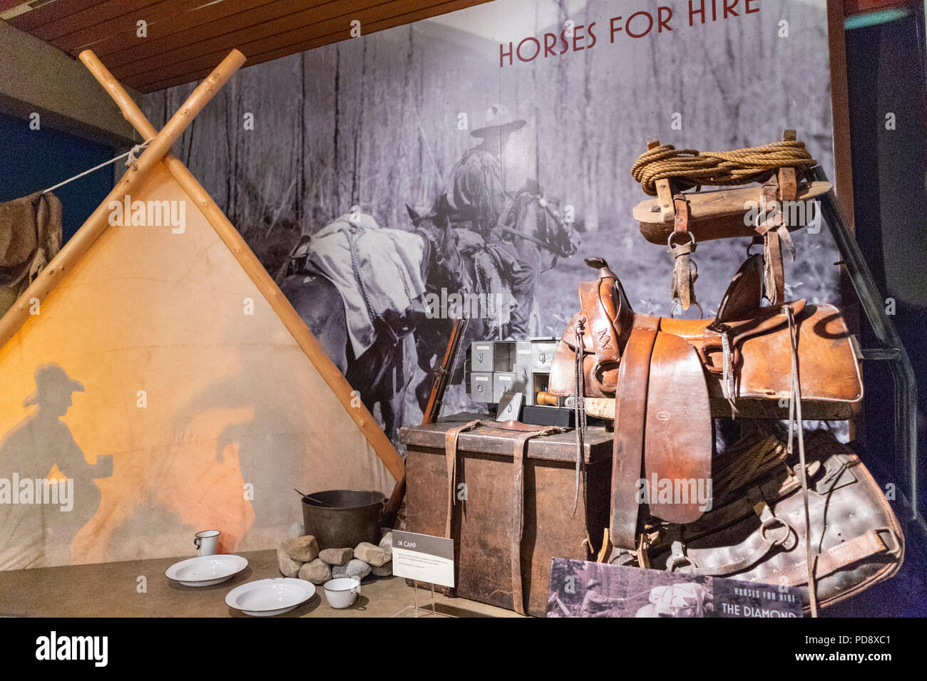 A display in the Whyte Museum, Banff, Alberta, Canada Stock Photo