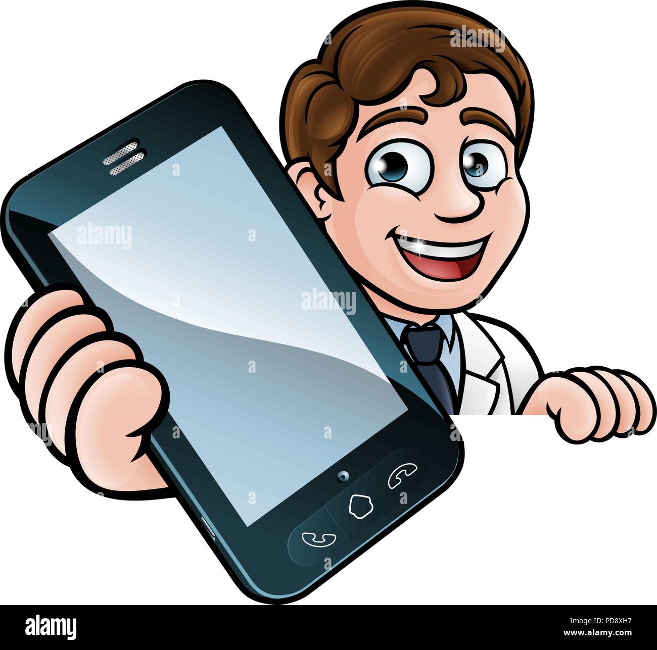 Doctor or Scientist Phone Concept Stock Vector