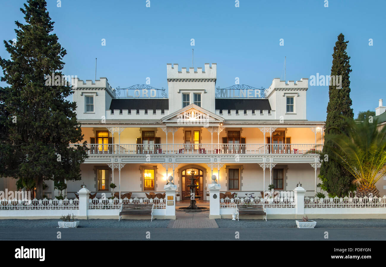 The Lord Milner Hotel in the Karoo town of Matjiesfontein in South Africa. Stock Photo