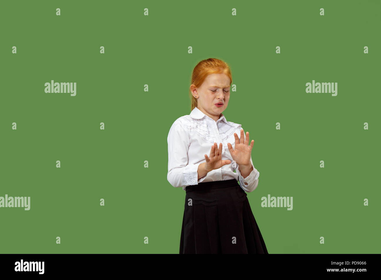 Reject, rejection, doubt concept. Young emotional teen girl. Human ...