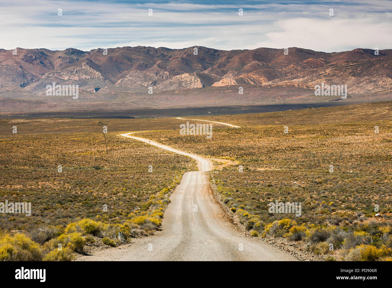 Gravel road in the Karoo region of South Africa. Stock Photo