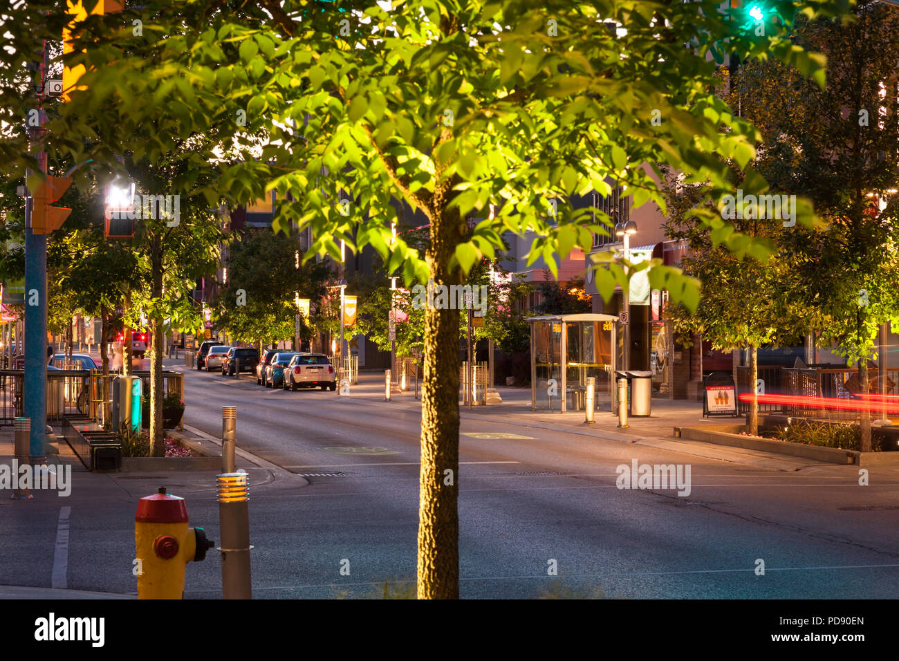 King Street West At Dusk In Downtown Kitchener Ontario Canada