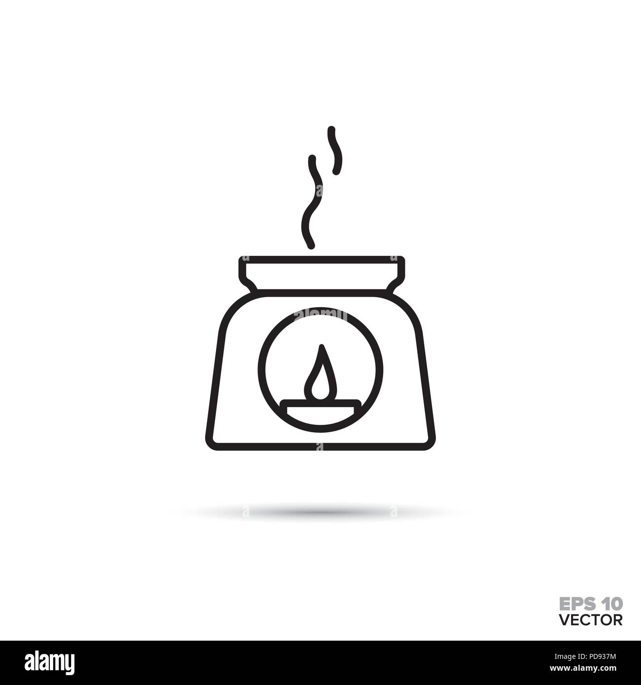 Incense burner vector line icon. Spa and aromatherapy symbol. Stock Vector
