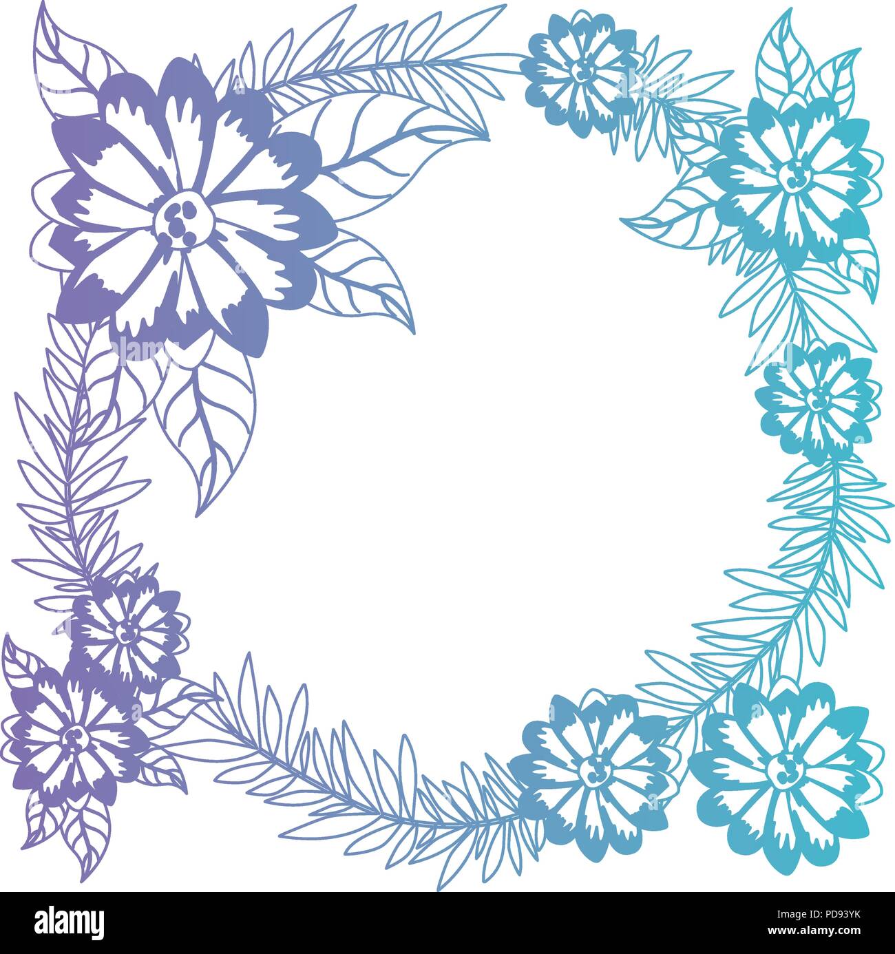 beautiful flower and leafs circular frame Stock Vector Image & Art - Alamy