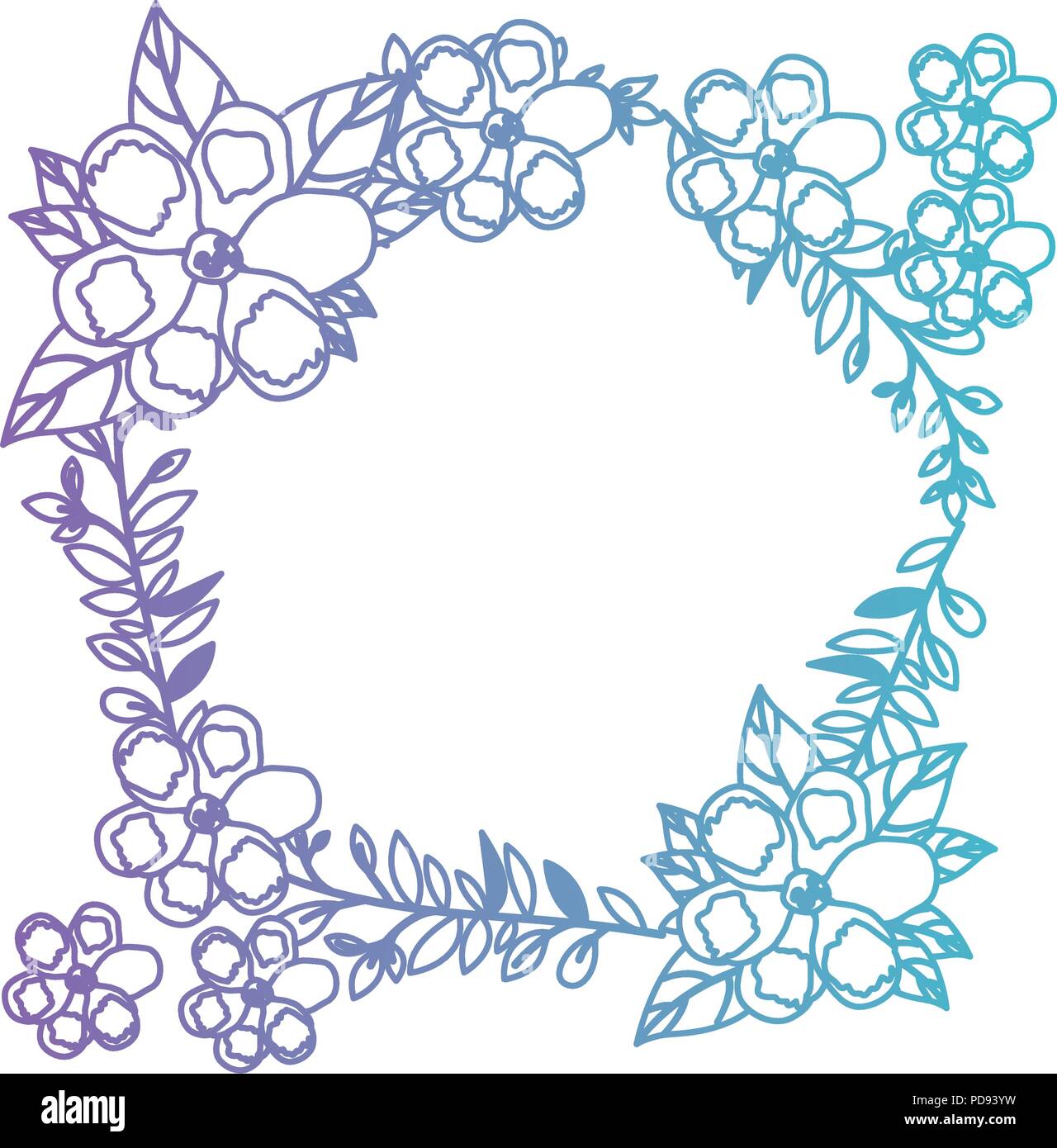 beautiful flower and leafs circular frame Stock Vector Image & Art - Alamy
