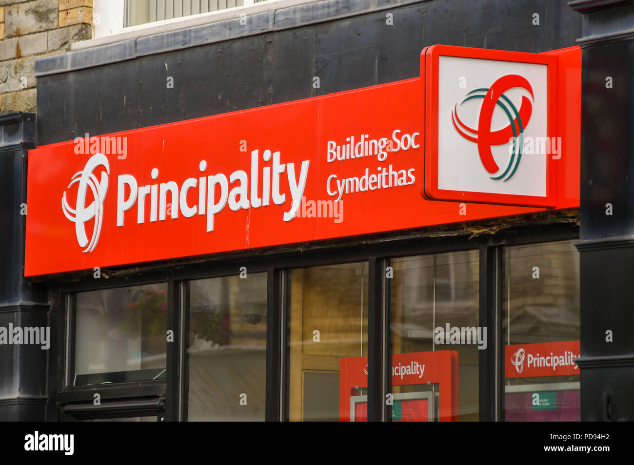 Sign outside a branch of the Principality Building Society in Porthcawl