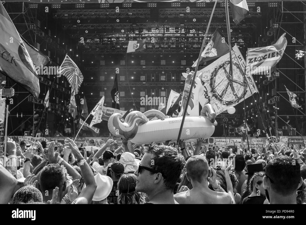 Pol'and'Rock Festival - One of the largest music festivals in the world.  This year's 24th edition of the festival for the first time under the new  name of Pol'and'Rock Festival Stock Photo -