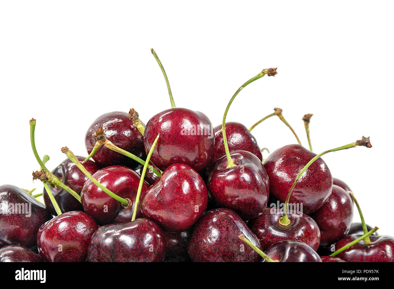 close up of ripe red cherries on white background Stock Photo - Alamy